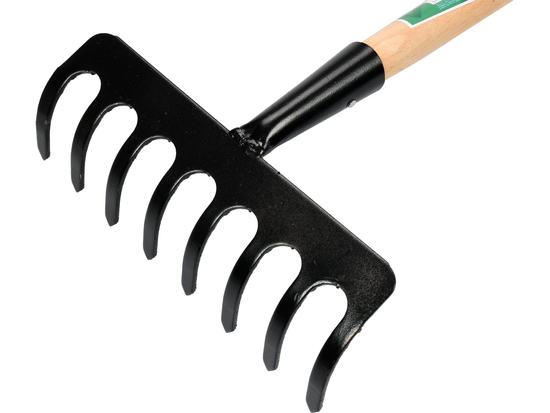 RÂTEAU EN MÉTAL, 8 DENTS, AVEC MANCHE EN BOIS