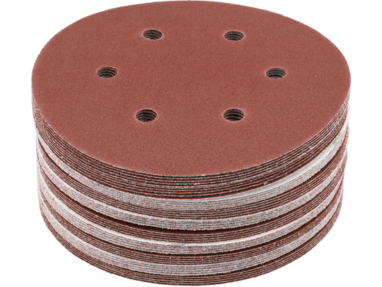 BRUSNÝ KOTOUČ NA VELCRO, 6 DĚR, P80 150 MM / 50 KS.