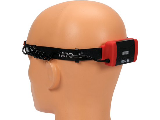 LATARKA CZOŁOWA 500LM, AKUMULATOROWA, LI-ION 3,7V 1000MAH, IP44, ŚWIATŁO BIAŁE, NIEBIESKIE I CZERWONE