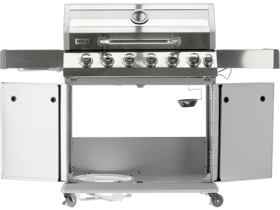 ITAMI 6+1 GÁZGRILL, ROZSDAMENTES ACÉL 20,5KW, ÜVEGVEL