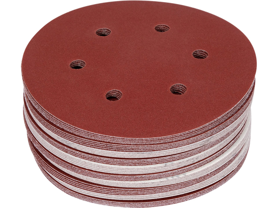 DISCO ABRASICO VELCRO 6 FORI P180 150 MM / 50 PZ.