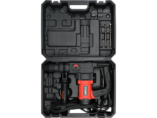 MARTILLO ROTATIVO SDS+ 1100W, 3 FUNCIONES (CHIGGADO, PERFORACIÓN CON Y SIN IMPACTO), INCLUYE TALADROS Y CINCELES