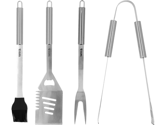 SET BARBECUE 4 PEZZI, ACCIAIO INOX