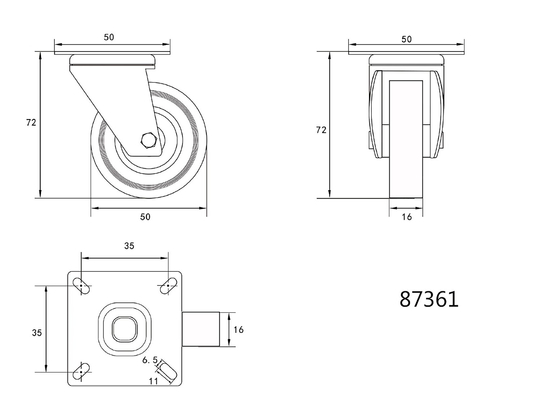 SWIVEL CASTER WITH GREY RUBBER
