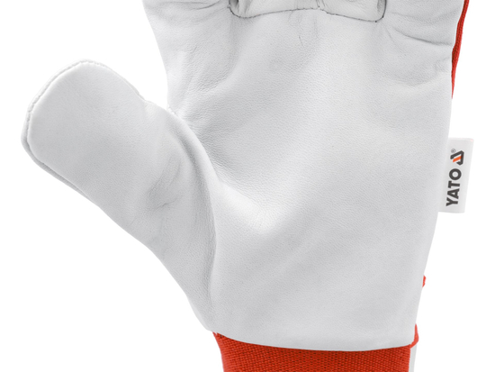 GUANTES DE TRABAJO ALGODÓN/PIEL TALLA ROJA. 9