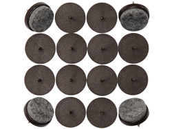 ARRUELAS DE PLÁSTICO E FELTRO PARA PREGO 17MM, 16 UNIDADES.
