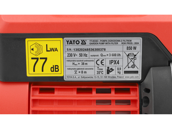 ΑΝΤΛΙΑ ΚΗΠΟΥ 850W ΜΕ ΦΙΛΤΡΟ ΚΑΙ ΠΙΕΣΟΜΕΤΡΟ