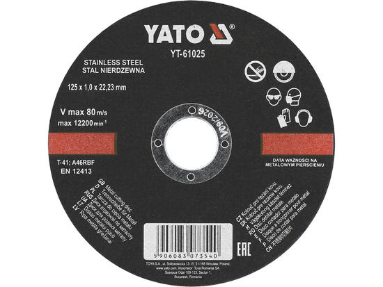 VÁGÓTÁRCSA FÉMHEZ ÉS ROZSDAMENTES ACÉLHOZ 125X1,0X22,23MM / 5 DB.