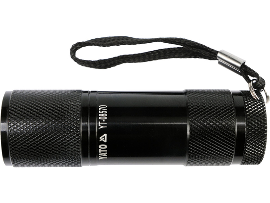 LATARKA ALUMINIOWA, 9 LED, CZARNA