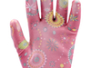 GARDEN POLYESTER GLOVES WITH PU PALM COATING WITH DARK ROSE FLOWERS PRINTING
