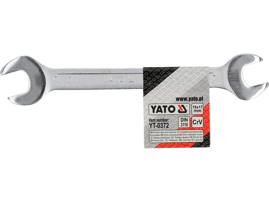 DOUBLE OPEN END SPANNER, POLISHED HEAD 16X17 MM