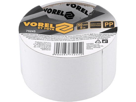 DVIPUŠĖ JUOSTOS ANT PP PLĖVELĖS 50 MM X 5 M