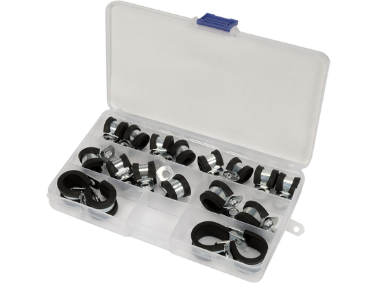 CONJUNTO DE BRAÇADEIRAS DE METAL E BORRACHA 18 UNIDADES AÇO GALVANIZADO