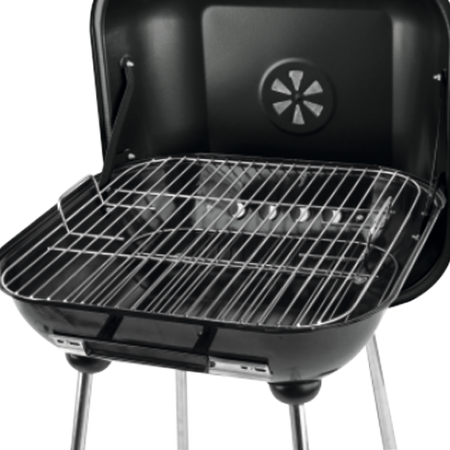 GRELHADOR A CARVÃO COM TAMPA, GRADE 45X40CM