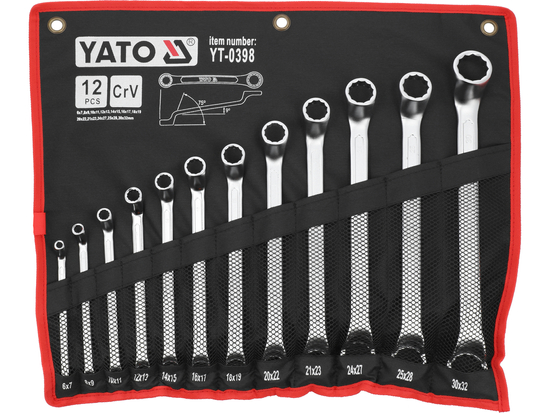 BI-HEXAGONAL RING SPANNER SET, POLISHED HEAD 6-32 MM, 12 PCS