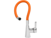 KITCHEN FAUCET WITH ORANGE FLEXIBLE SPOUT