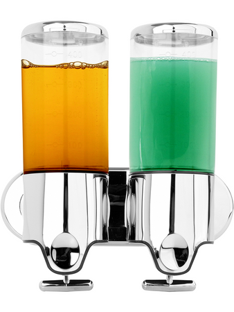 DOUBLE WALL MOUNTED SOAP DISPENSER 2*500ML CHROME