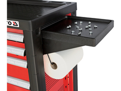 COMPARTMENTED SHELF AND PAPER ROLL HOLDER