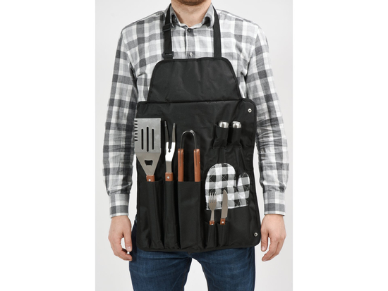 GREMBIULE GRIGLIATO CON ACCESSORI - 8 PZ