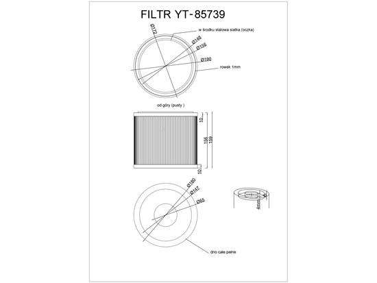 FILTRO HEPA DE TELA FILTRANTE NO TEJIDA PARA ASPIRADORA YT-85710
