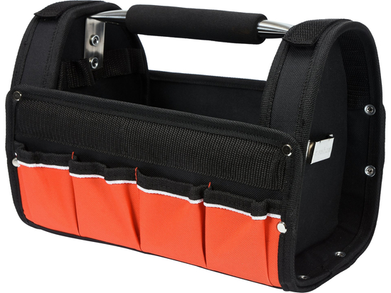 CONTENITORE ATTREZZI APERTO 12'' CON MANICO A TUBO, 9 TASCHE