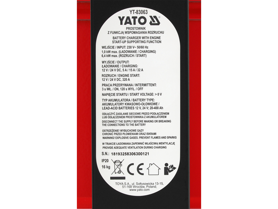 BATTERY CHARGER & JUMP STARTER 12/24V 20-400A