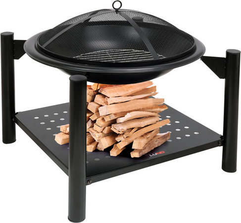 STEEL FIRE PIT WITH LOG STORE 58*58*55CM