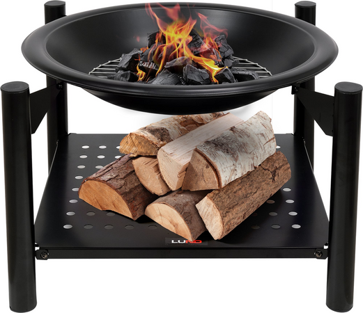 STEEL FIRE PIT WITH LOG STORE 58*58*55CM