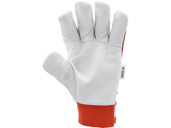 GANTS DE TRAVAIL COTON/CUIR ROUGE TAILLE. 8