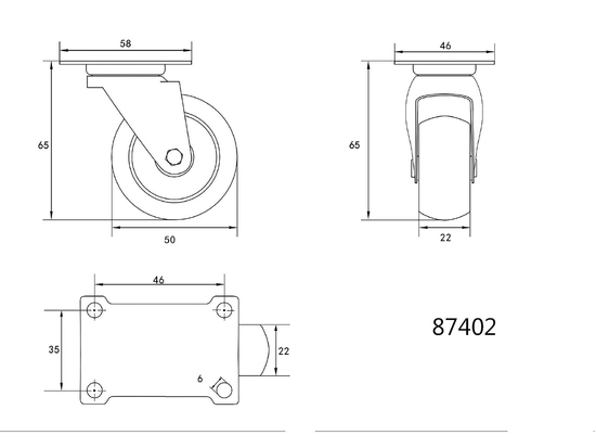 STURES RATS AR MELNU GUMIJU 50MM