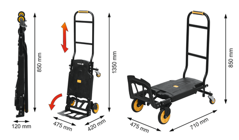 CARRELLO DA MAGAZZINO PIEGHEVOLE 2IN1 130KG