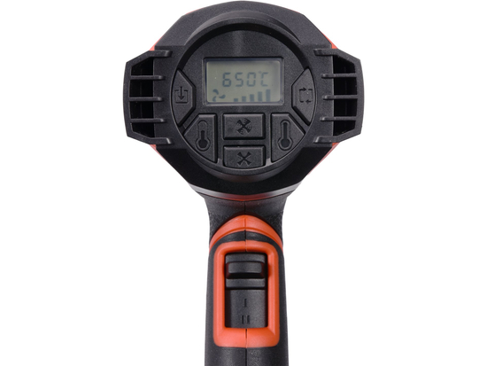HEAT GUN 1600W 50-650C 2 GEARS REG.TEMP LCD + ATMIŅAS IESTATĪJUMI