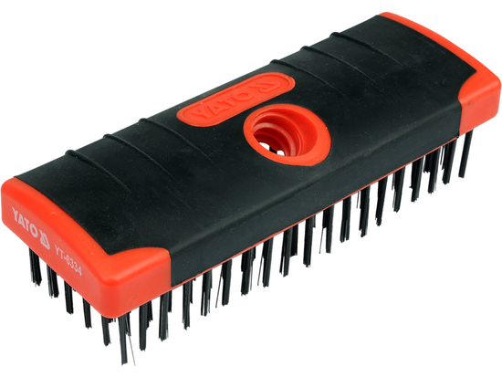 BROSSE MÉTALLIQUE, FIL D'ACIER 6 RANGS, CORPS EN PLASTIQUE