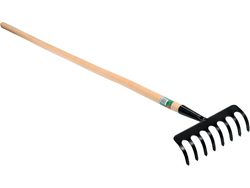 RASTRILLO DE METAL DE 8 DIENTES CON MANGO DE MADERA