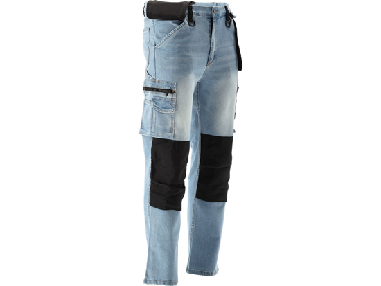 CALÇAS DE TRABALHO AJUSTADAS JEANS STRETCH AZUL CLARO TAMANHO. XL