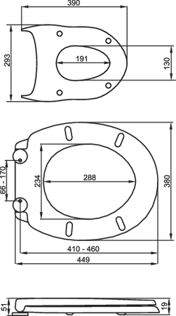 SEDILE WC UNIVERSALE 2IN1 SLIM IN DUROPLAST, CHIUSURA LENTA CON RIMOZIONE UN PULSANTE