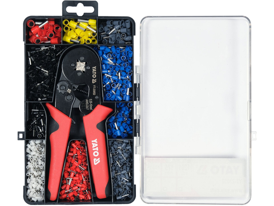 ALICATES PARA ENGARZAR CONECTORES DE MANGUITO 0,25-10 MM2 EN UN JUEGO DE 1200 MANGUITOS