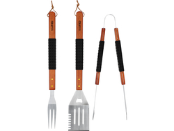 CONJUNTO DE CHURRASCO DE 3 PEÇAS, CABO DE MADEIRA