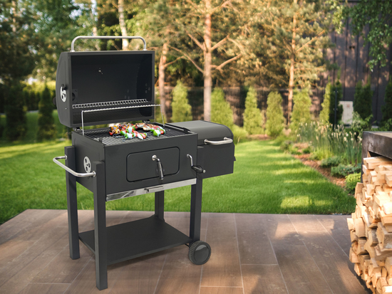 GRILL WĘGLOWY DELUXE Z WĘDZARNIĄ