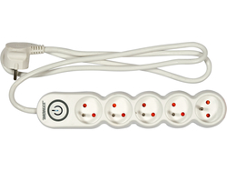 RALLONGE MULTIPRISE 5 PRISES AVEC INTERRUPTEUR DE MISE À LA TERRE 1,5 M 1,5 MM2