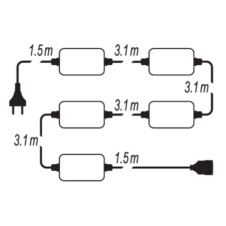 JUEGO DE FAROS 5X600LM, 15,4M