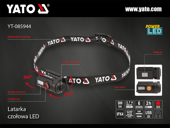 HEADLAMP 500LM RECHARGEABLE