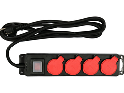 RALLONGE MULTIPRISE D'ATELIER IP 44 QUATRE PRISES AVEC INTERRUPTEUR DE MISE À LA TERRE 3M 1,5MM2