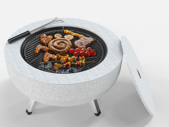 CHEMINÉE EN ACIER 3 EN 1 AVEC GRILLE 43,5 CM