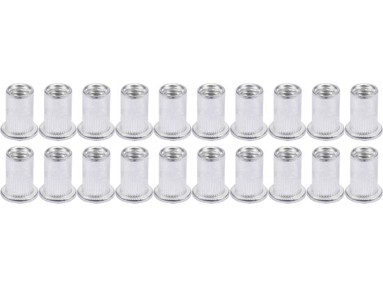 TUERCAS REMACHABLES DE ALUMINIO M4, 20 UDS. CON CUELLO PLANO