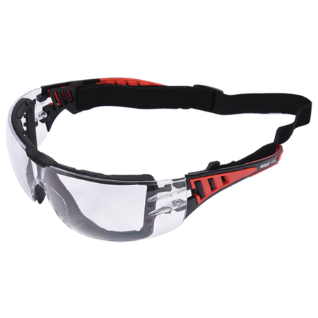 GAFAS DE PROTECCIÓN TRANSPARENTES CON CORREA DE SOPORTE ELÁSTICA SUJETABLE Y PLANTILLAS