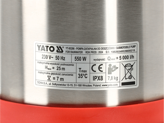 MULTI INOX 550 ČERPADLO NA DAŽĎOVÚ VODU S PLÁVÁKOM