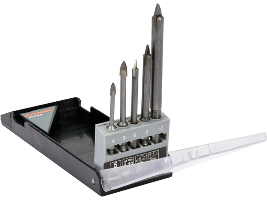 5PCS SET OF GLASS AND TILE DRILLS 4-10MM HEX