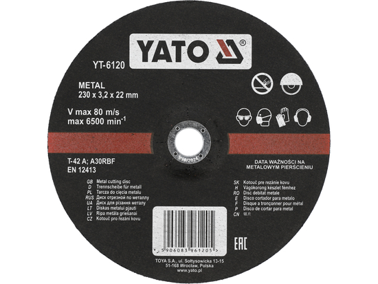 DISCO DE CORTE DE METAL, CONVEXO 230X3,2X22 MM