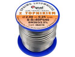SOLDER SN60PB40 2.0MM 250G